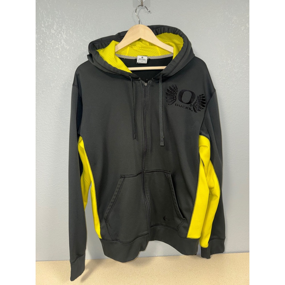 Nike Oregon Ducks Therma-FIT Full Zip Hoodie Mens Medium Grey Yellow Sweatshirt